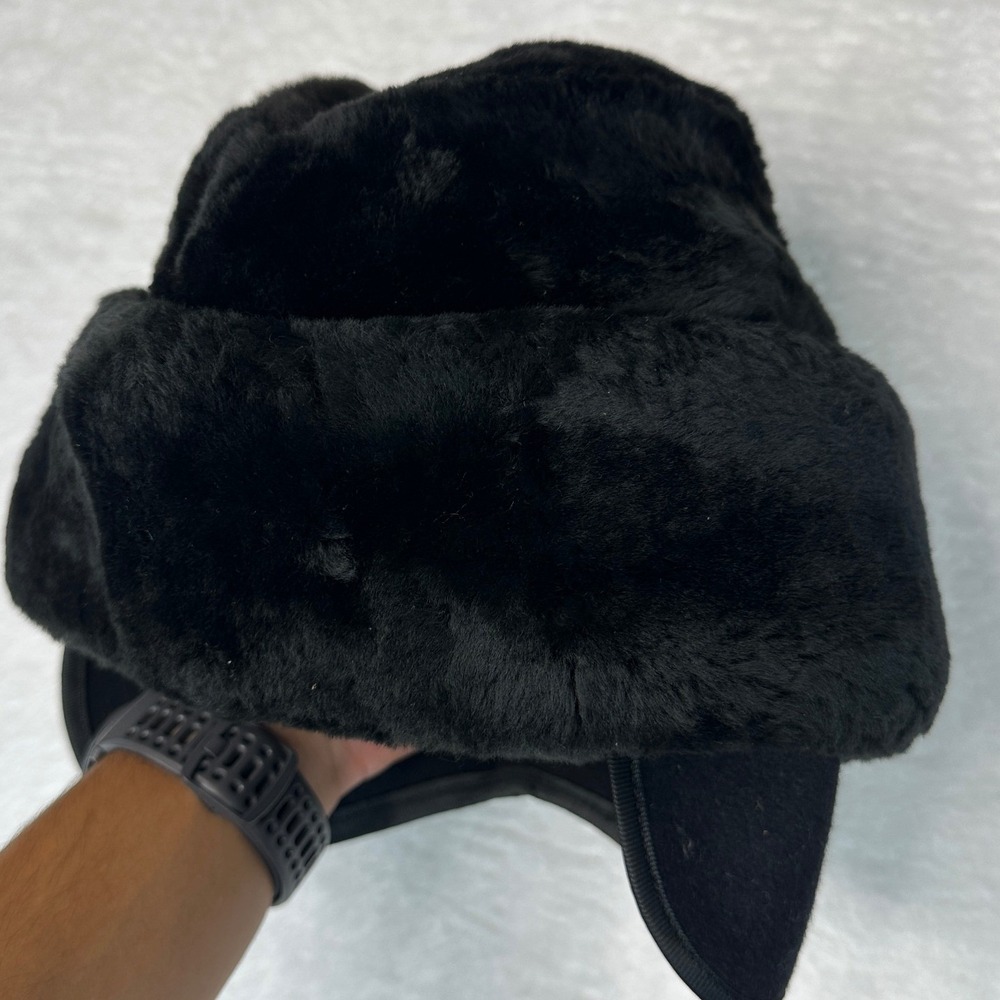 Dobbs Trapper Hat Mens OS Black Faux Fur Ear Flap Fifth Avenue New York